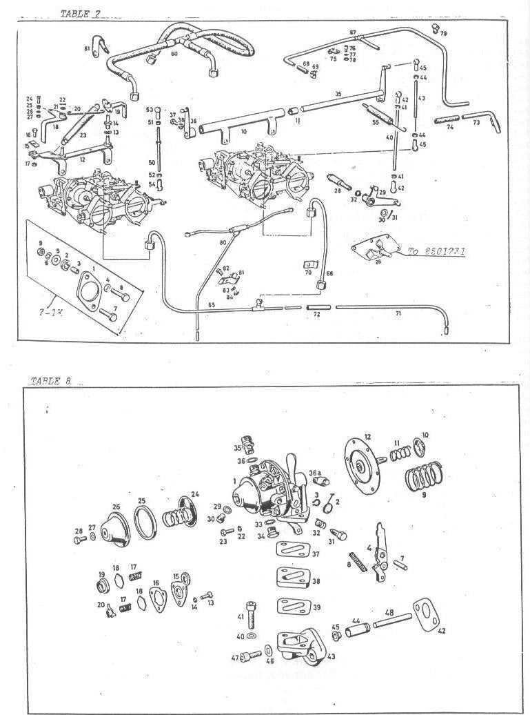 Carb Fuel Lines, Linkage & Fuel Pump Tables 7 & 8